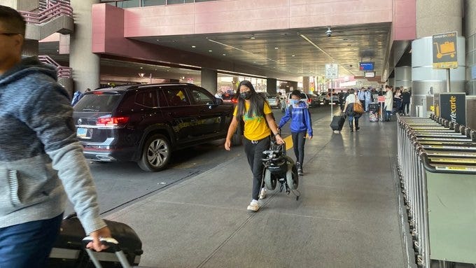 Passengers get dropped off at Harry Reid International Airport