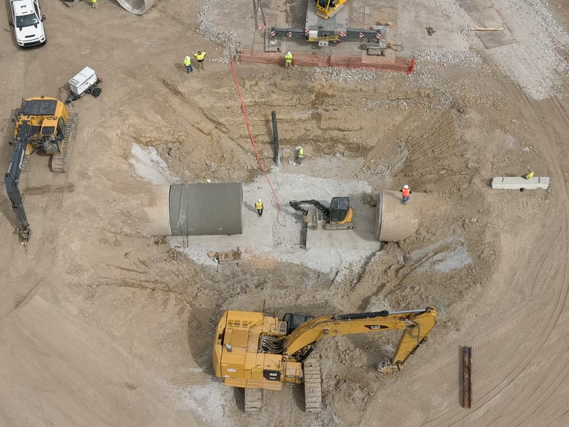 New pipe placed at site of broken water main