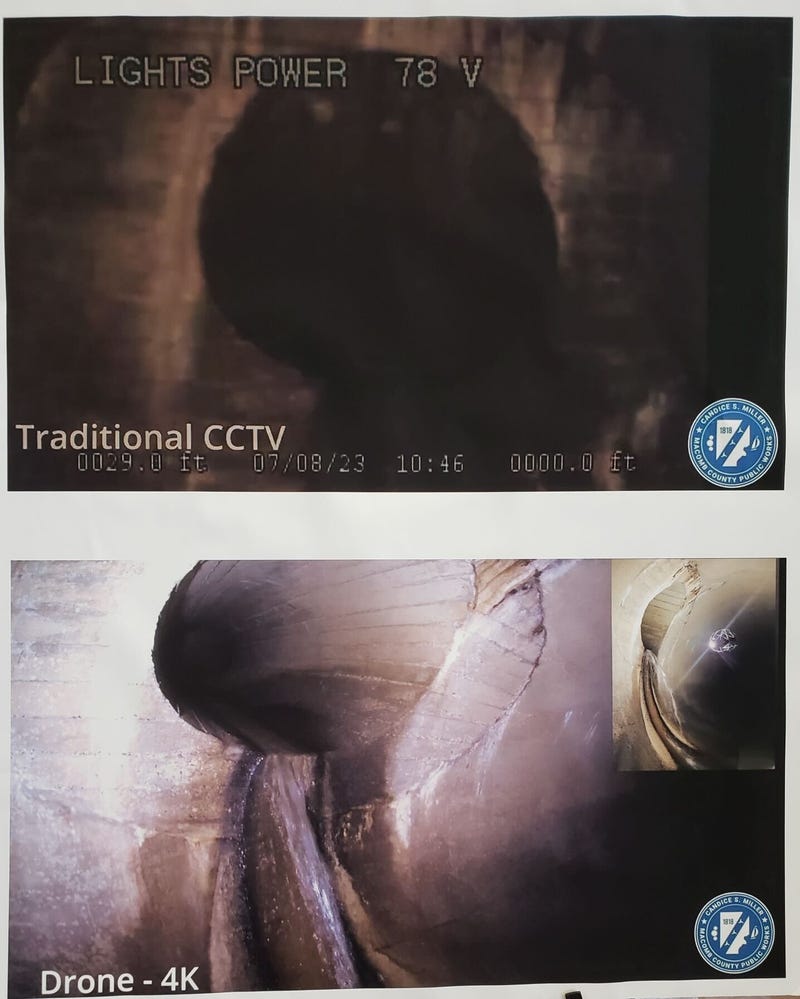 Comparison of drone footage vs. traditional footage inside infrastructure