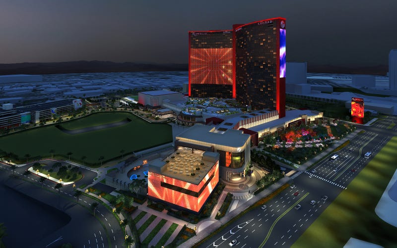 Artist rendering of the exterior of Resorts World Las Vegas