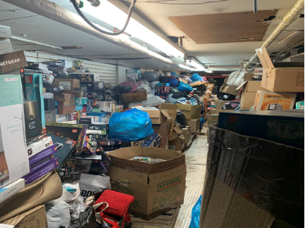 Stolen good recovered from Rehana’s Cosmtetics Inc., which is charged with criminal possession of stolen items in what prosecutors are calling and elaborate fencing scam.