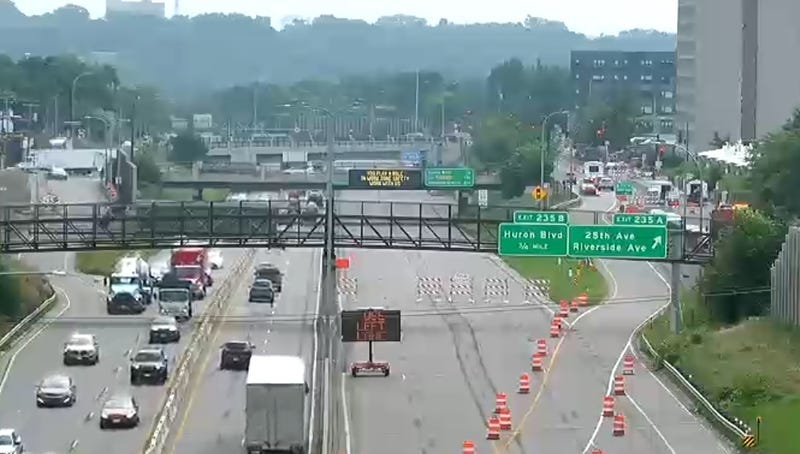 I-94 at Riverside Ave. The bridge over the freeway will be closed until Aug. 18 as part of a construction project along the key corridor between the two Twin Cities.