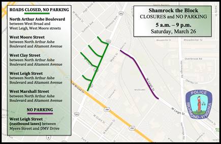 Road Closures and No Parking Zones for Shamrock the Block
