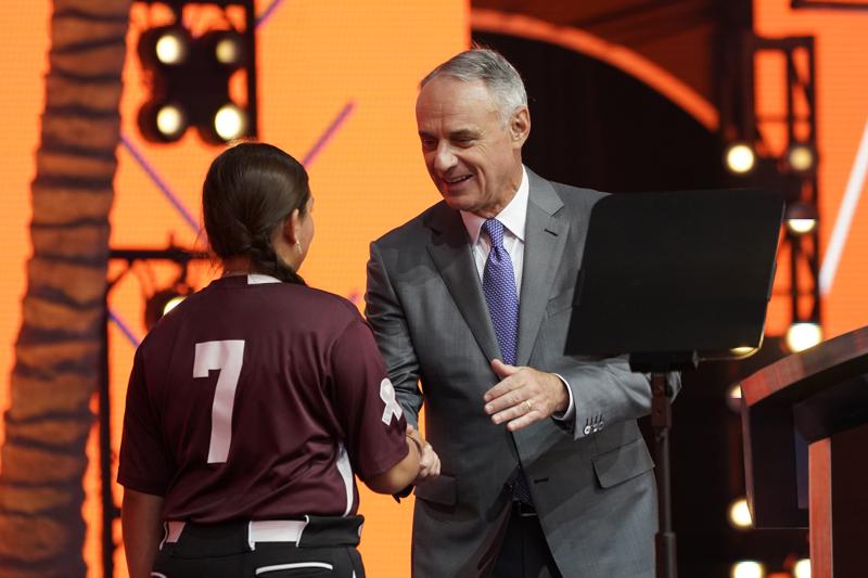 Major League Baseball Commissioner Rob Manfred appears at the MLB Draft