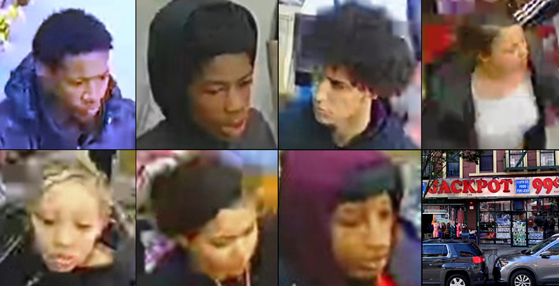 Police are searching for seven teens, including four males and three females, in a flash robbery at a dollar store in East Harlem this week