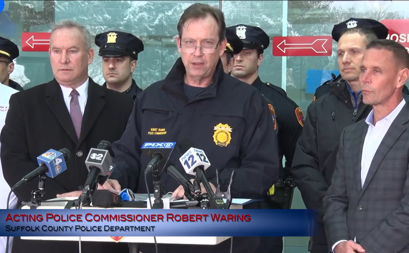 Robert Waring giving a press conference about the police-involved shooting outside of Stony Brook University Hospital.