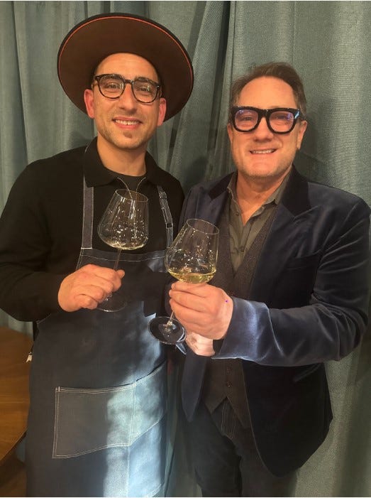 Liam Mayclem with Rocco Scordella, Owner Vina Enoteca, Palo Alto.