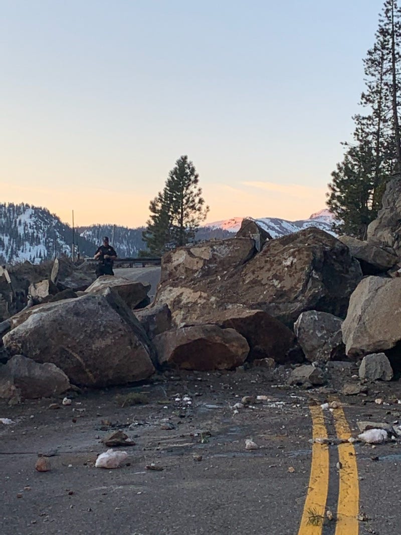 A rockslide east of Echo Summit on Highway 50 has closed the roadway as of Friday morning.