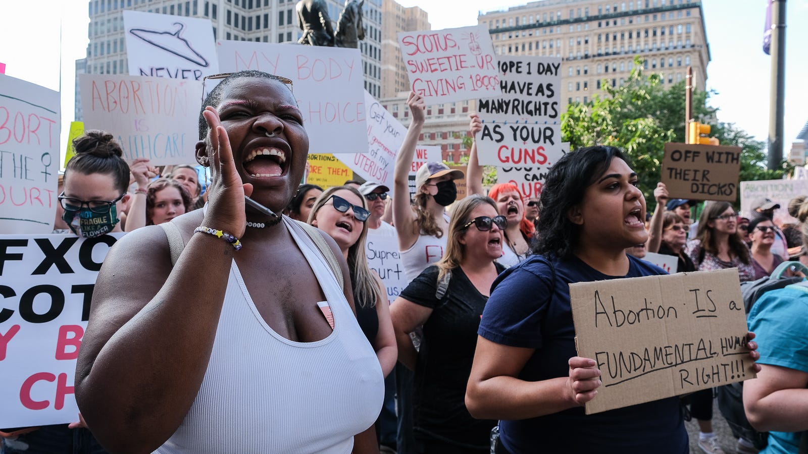 Hundreds at City Hall protest Supreme Court's decision to overturn Roe v. Wade