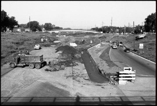 Interstate 94 construction near Fairview Avenue, in St. Paul, which cut the primarily neighborhood of Rondo in two and ended decades of that historically Black hamlet in the Twin Cities.