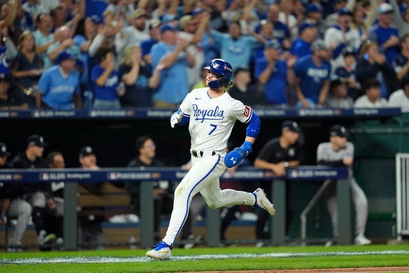Bobby Witt Jr. scores the Royals only run of the night after Kansas City loses to New York 3-1.