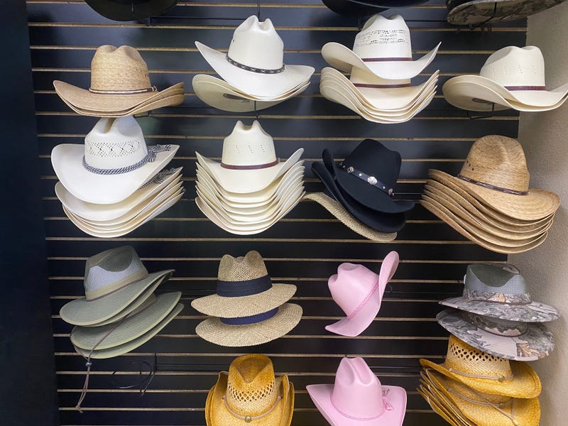 Cowboy hats on display