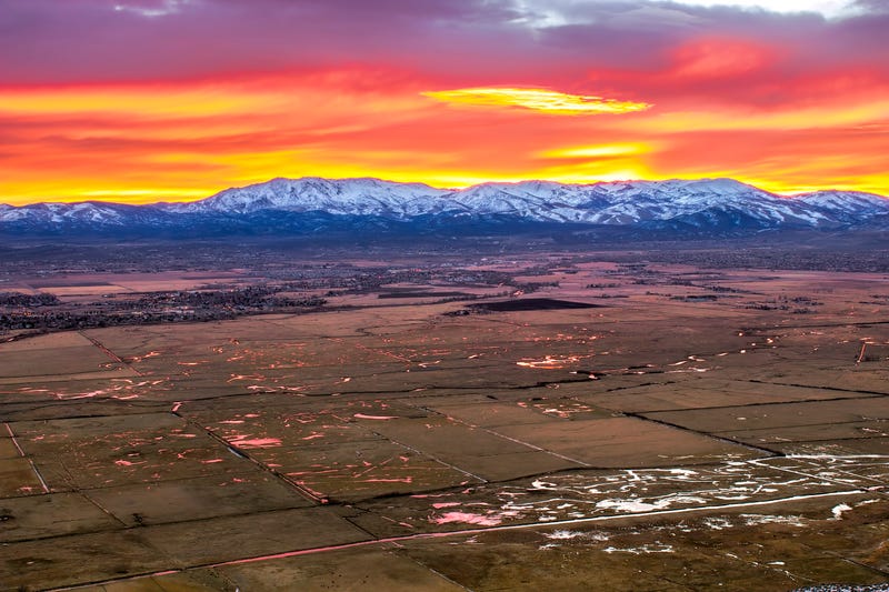 An overhead look of an expanse of land in rural Nevada