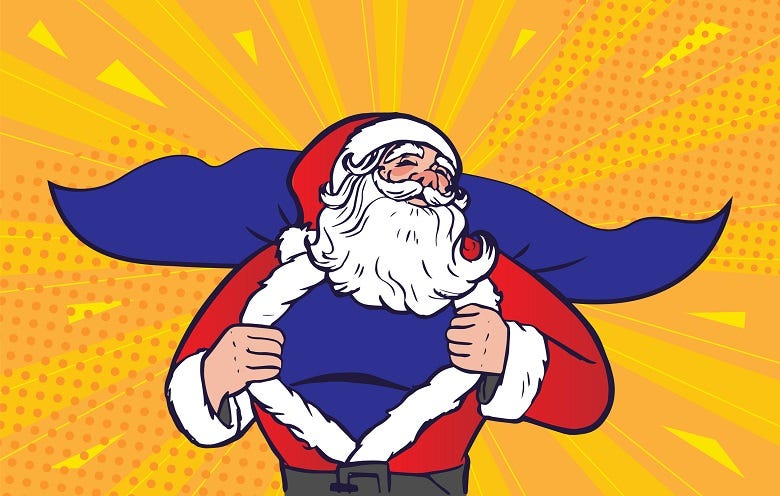 Santa wearing a cape