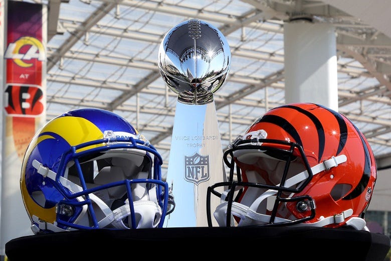 LA Rams & Cincinnati Bengals helmets