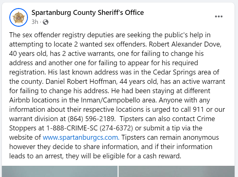 SCSO Facebook Page