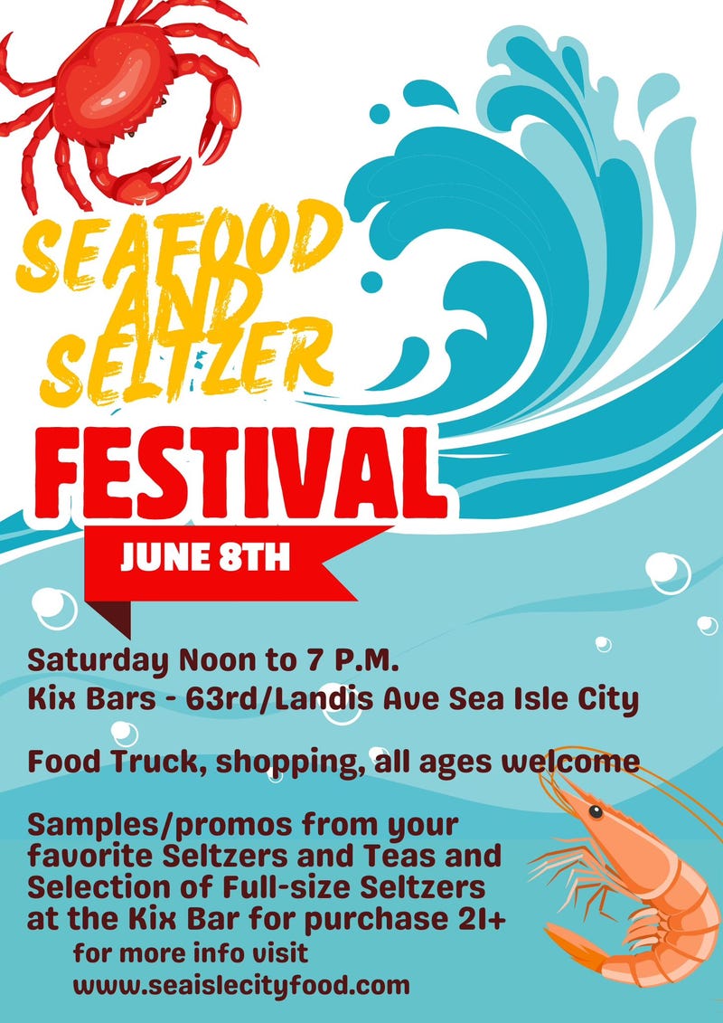 A flyer for the upcoming Seafood and Seltzer Festival.