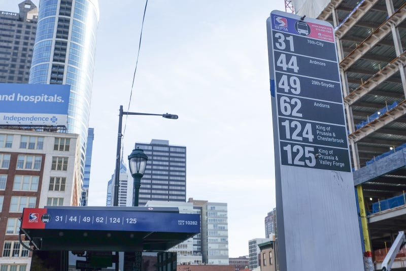 SEPTA bus stop, routes