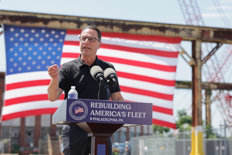 Governor Josh Shapiro speaks at the Philadelphia Navy Yard on Thursday, July 3, 2025.