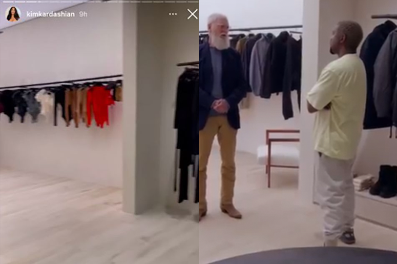 Kim Kardashian's showroom via @kimkardashain and David Letterman and Kanye West on My Next Guest Needs No Introduction with David Letterman