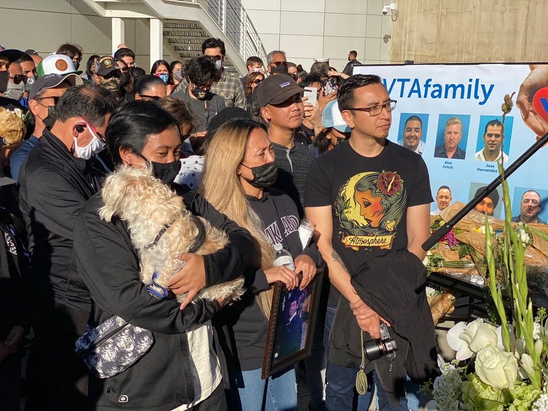 Thousands gather outside San Jose City Hall to mourn the nine lives lost at Wednesday's mass shooting at the Valley Transportation Authority rail yard, May 27, 2021.