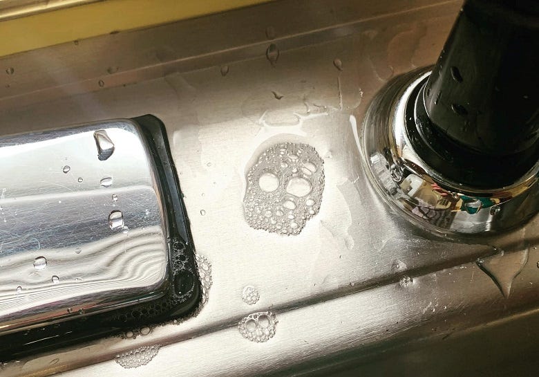 skull in dishwater 