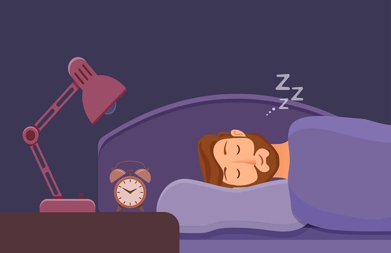 cartoon of man sleeping 