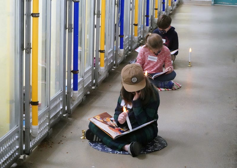 Reading to dogs at Humane Society of Missouri in St. Louis