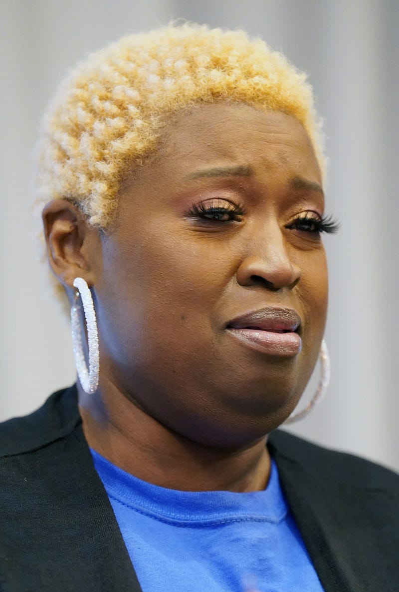 Nekia Dodd, mother of Tyre Sampson, makes her painful remarks during a press conference announcing a wrongful death lawsuit filed on behalf of the family of Sampson in St. Louis on Tuesday, April 26, 2022.