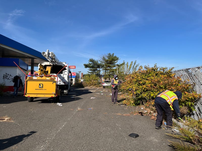 Cleanup crews begin the cleanup process at the old U.S. Petroleum station along Admiral Wilson Boulevard in Camden.