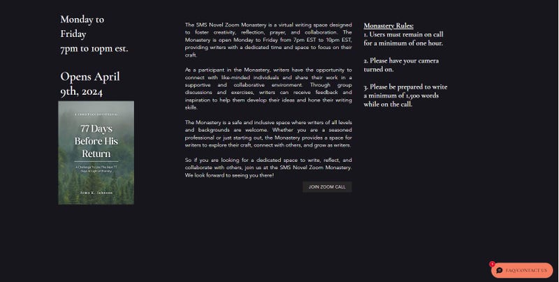 SMS Novel is starting a writing monastery in April