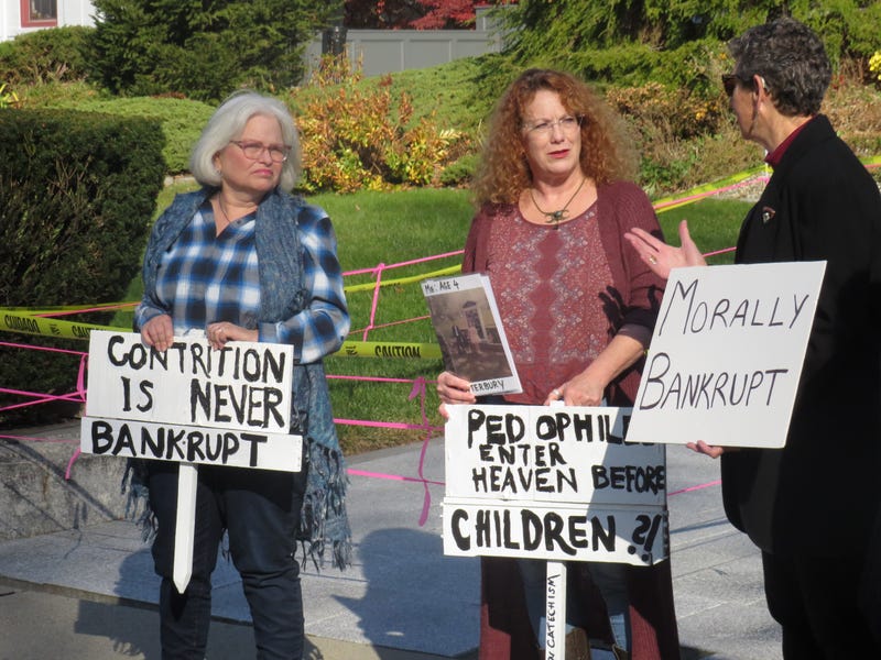 The Survivors Network of those Abused by Priests holds a rally outside St. Patrick's Cathedral in Norwich, 11/18/21