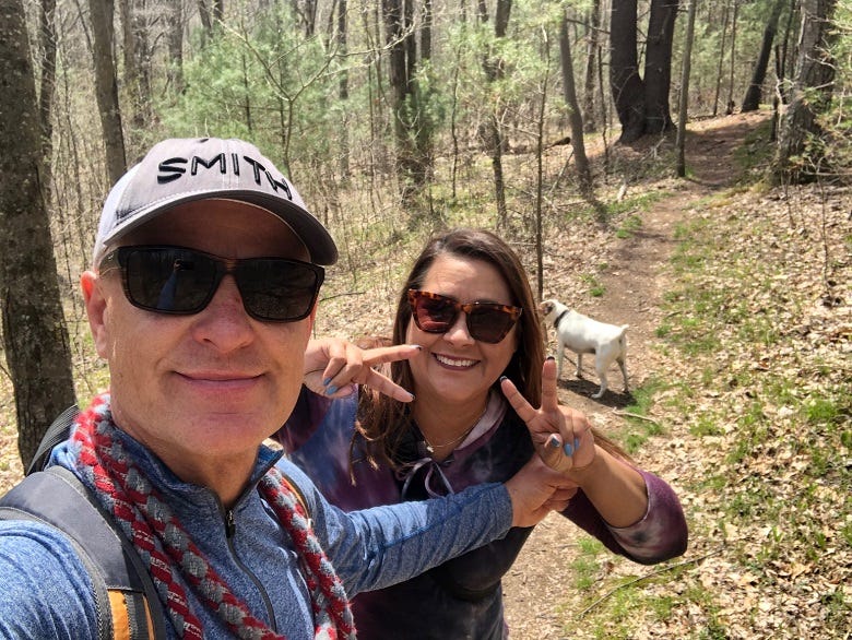 WNEP'S Joe Snedeker & wife Dawn hiking Francis Slocum State Park