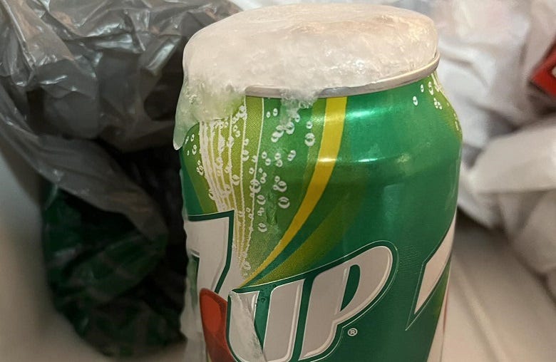 Frozen 7UP can