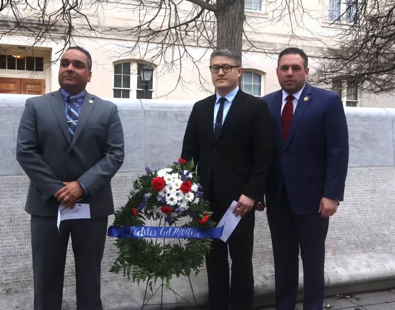 Rep. Anthony D’Esposito with Lt. Ben Kurian & PO Zunxu Tian.