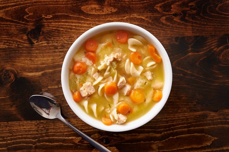 bowl of chicken noodle soup