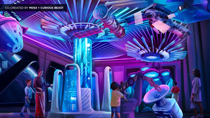 An artist's rendering of part of the forthcoming $8 million exhibit dedicated to space exploration.