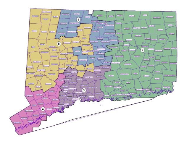 Proposed 2022 CT congressional map from special master appointed by the State Supreme Court.