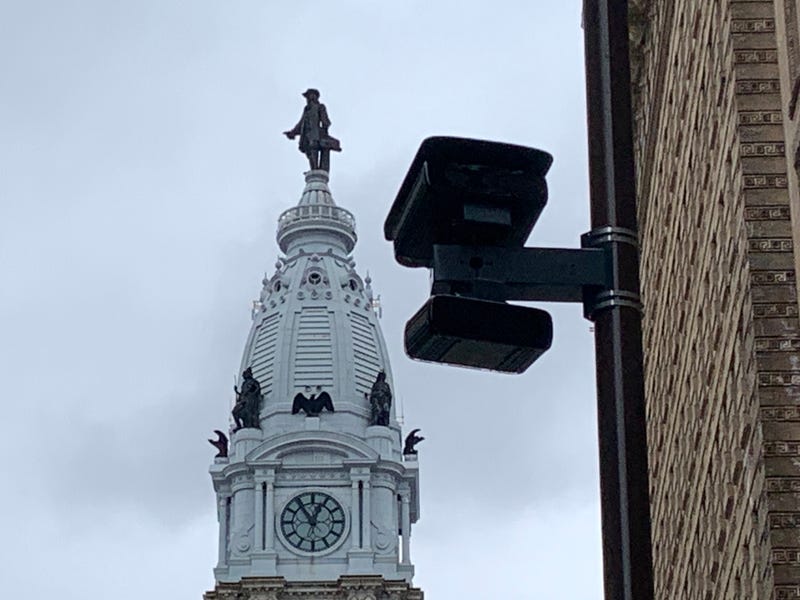 One of the new speed cameras installed on Broad Street near City Hall.
