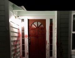 The home that formerly housed a Derek Chauvin defense witness is smeared with pig blood.