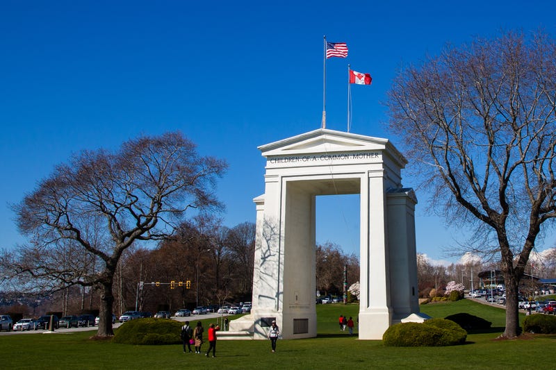 The Peace Arch on the border of the United States and Canada