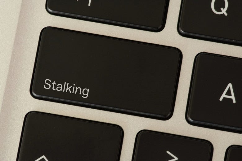 computer keyboard with a "stalking" key