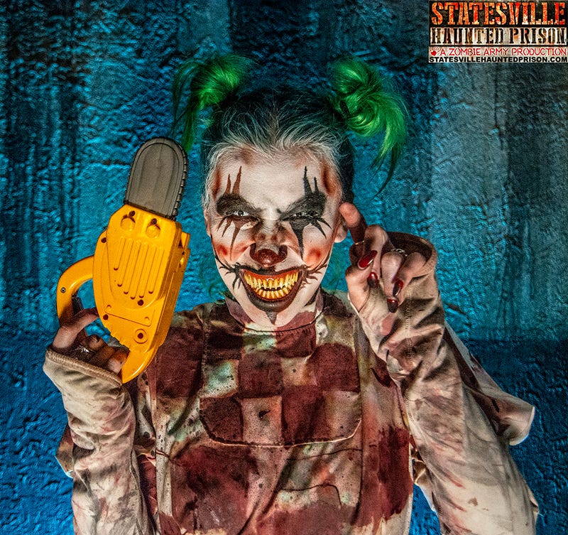 Creators of the infamous ‘Circus of the Dead’, the Clowns had been traveling town-to-town across the USA. They would lure their audience in with mysterious promises of a show they would never forget. At the grand finale of every show, the Clowns would start up their chainsaws and go after the audience. The remains would then be used in the next show. After years of traveling the states and causing multitudes of missing persons, the government issued a manhunt for the Clowns and their twisted circus. After capturing the Clowns, they imprisoned them in Statesville. Since the breakout, the Clowns have been keeping their victims in their cells, using the body parts to construct their Circus of the Dead once again.