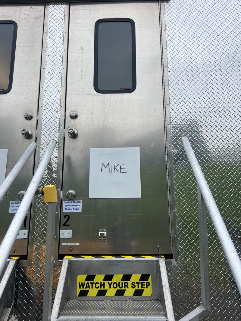 Sal's dressing room trailer. His character's name is "Mike"