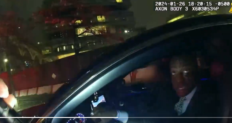 A still from the bodycam footage of Councilman Yusef Salaam's police stop in Harlem on Friday.