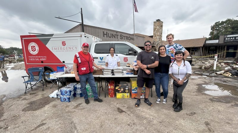 Salvation Army volunteering in Hunt, Texas after historic floods.