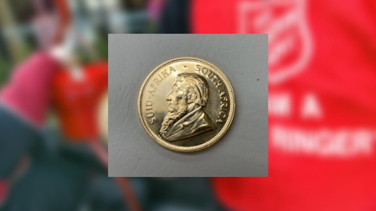 Mystery donor drops rare Krugerrand gold coin in Salvation Army Red Kettle in St. Clair Shores