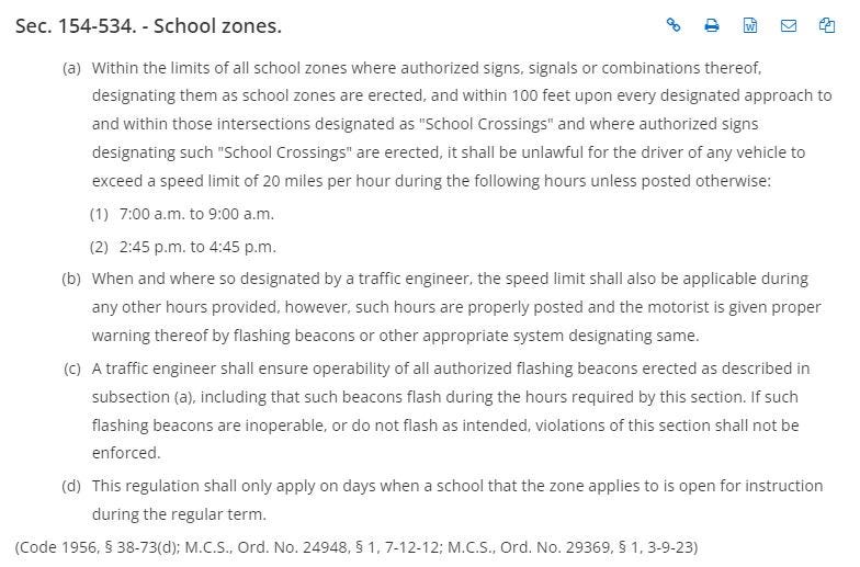 School Zone Ordinance
