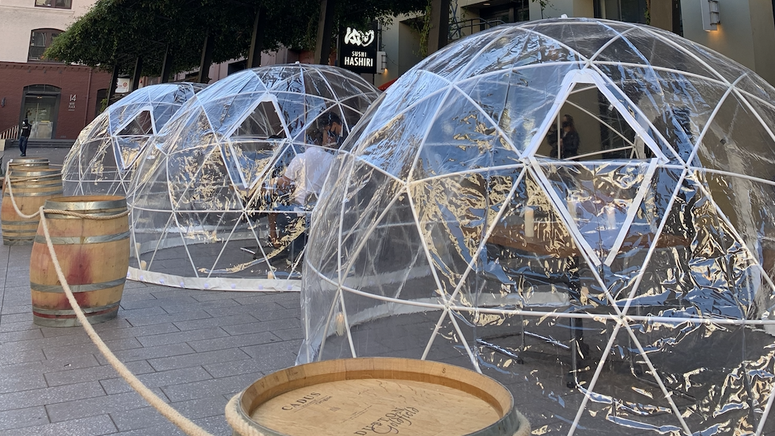 VIDEO: Plastic Domes Keep Out Homeless, Coronavirus for High-End Diners
