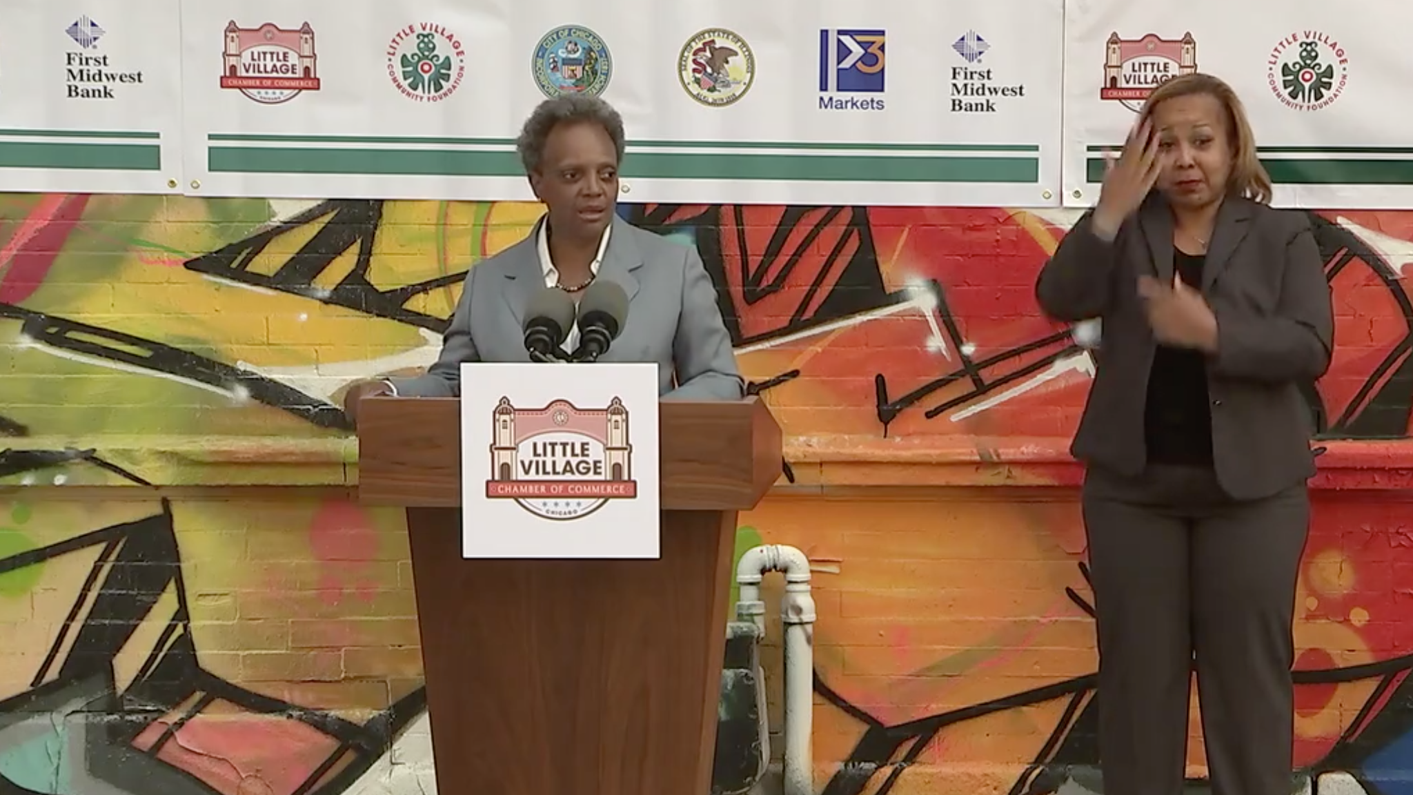 Mayor Lightfoot helps break ground on Xquina Incubator Café in Little Village